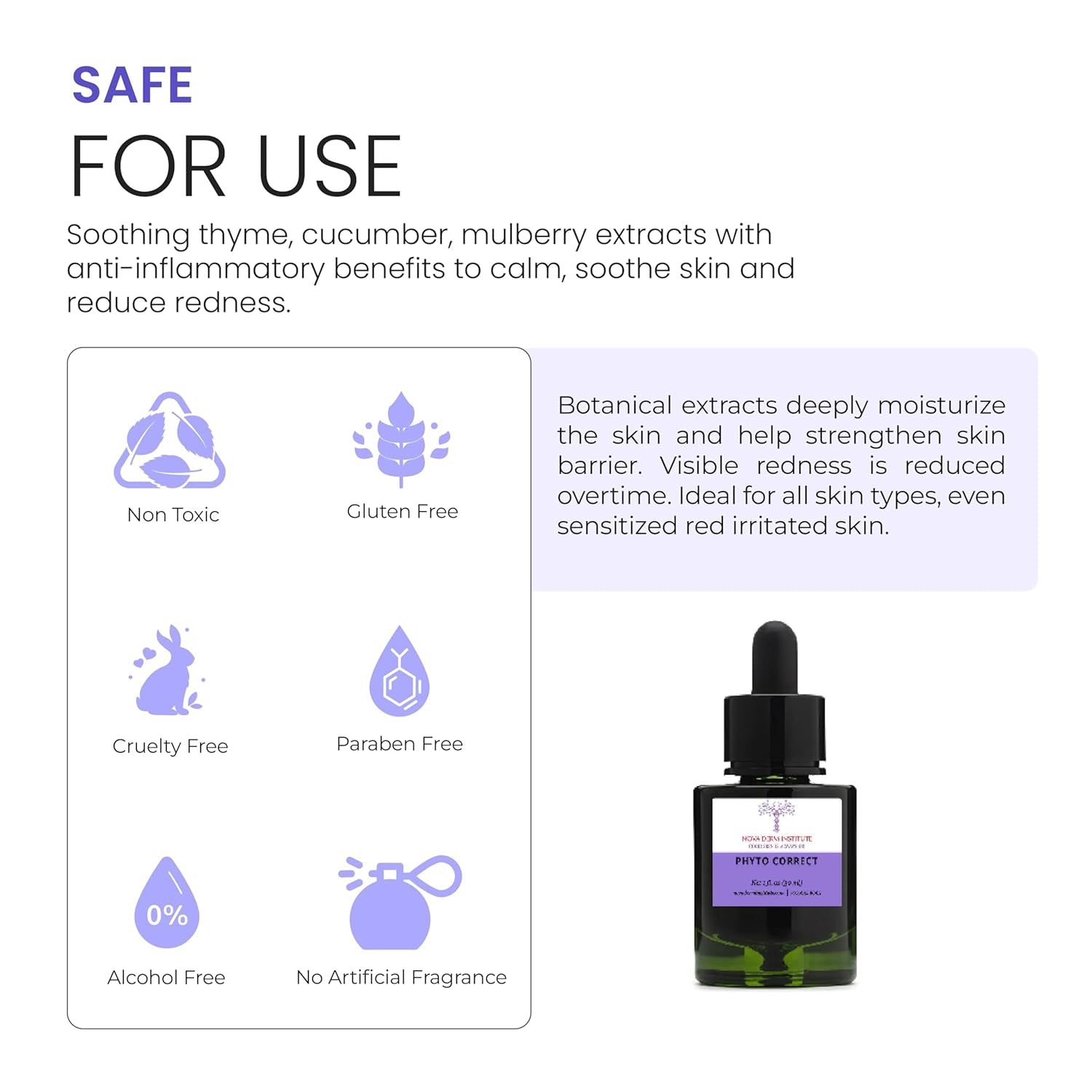 Phyto Correct Face Serum Lightweight Phyto Calm Serum Facial Skin for Sensitive and Rosacea Care Serum with Hyaluronic Acid Serum Bisabol Ageing Skin Care