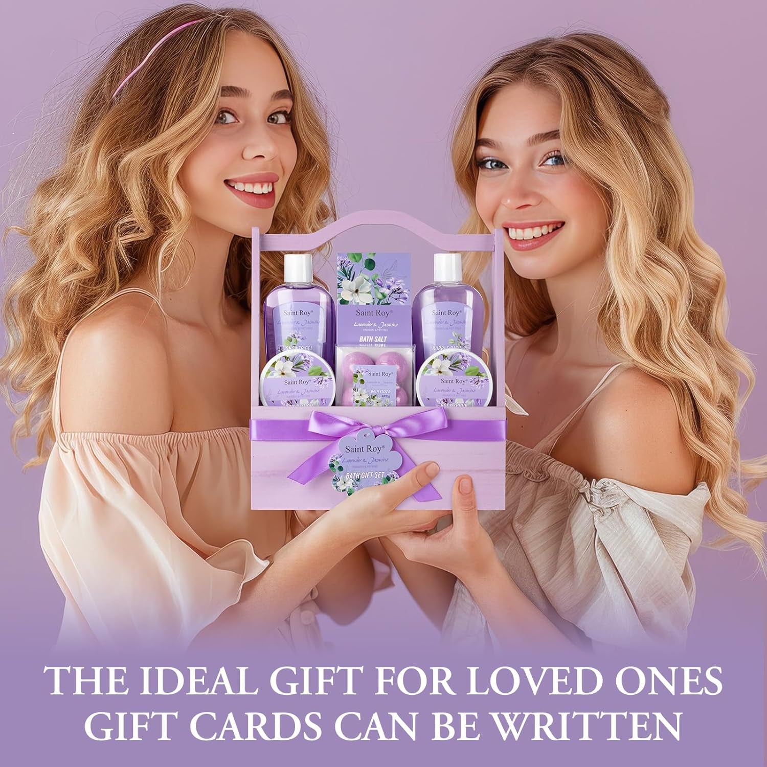 Spa Gift Baskets for Women - 13Pcs Lavender Jasmine Luxury Spa Gift Set with Nourishing Birthday Gifts for Women, Mothers Day Gifts, Gift Set Bath Spa Basket, Women Valentine'S Day Unique Gift Ideas