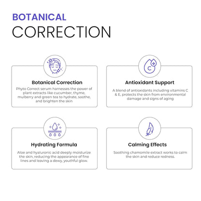 Phyto Correct Face Serum Lightweight Phyto Calm Serum Facial Skin for Sensitive and Rosacea Care Serum with Hyaluronic Acid Serum Bisabol Ageing Skin Care