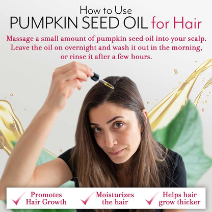 Pumpkin Seed Oil for Hair Growth 2 Oz, 100% Pure Pumpkin Seeds Oil for Skin and Nails - Natural Pumpkin Seed Extract for Moisturizing Scalp, Dry and Rough Skin