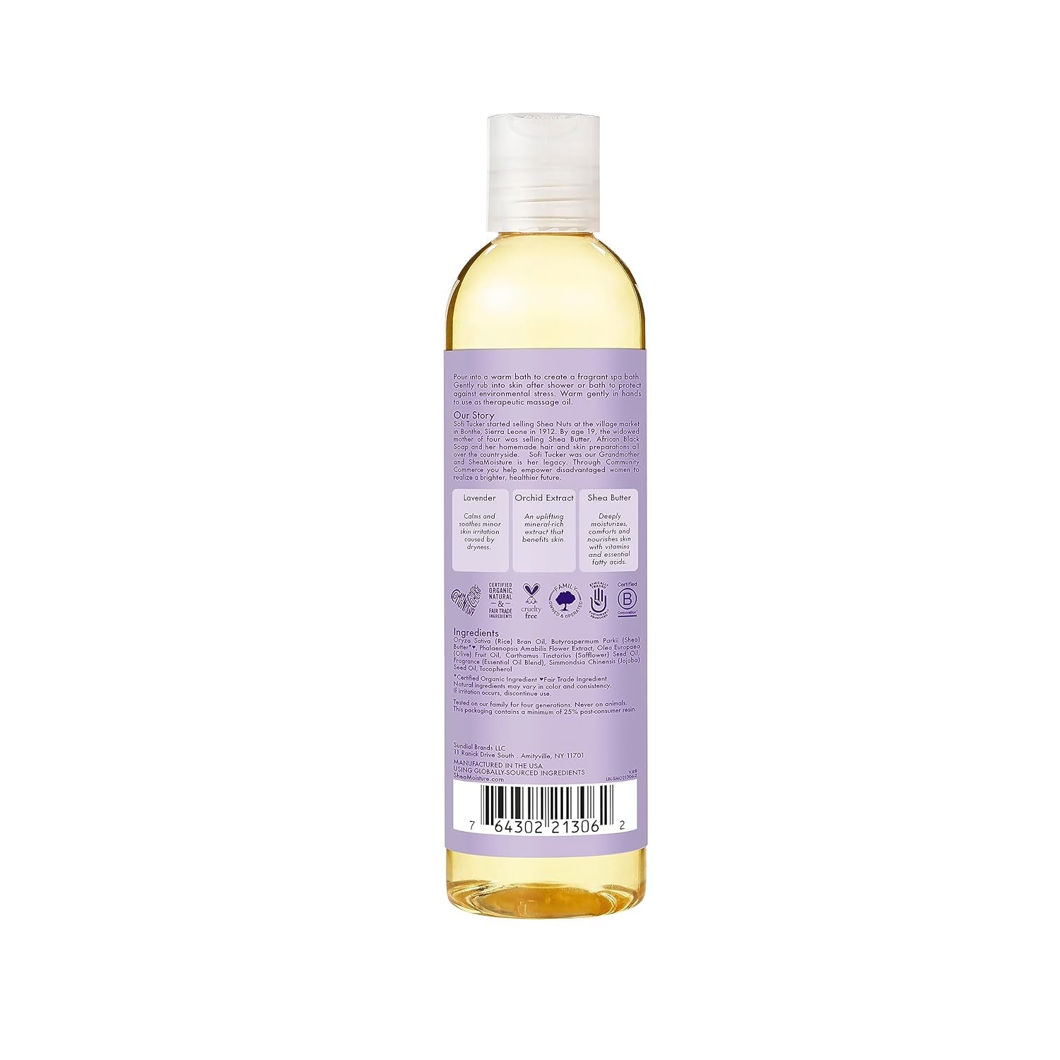 Bath, Body and Massage Oil Lavender Wild Orchid Calming Moisturizer for Sensitive Skin 8 Oz